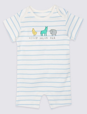 3 Pack Pure Cotton Printed Rompers Image 2 of 6