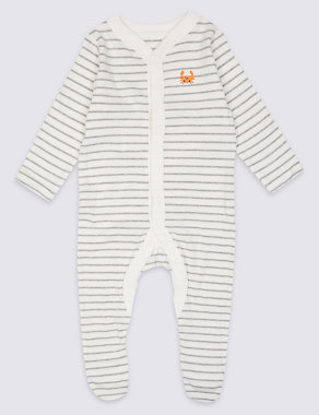 3 Pack Pure Cotton Sleepsuits Image 2 of 8