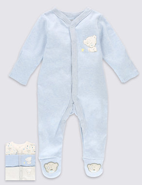 3 Pack Pure Cotton Sleepsuits Image 2 of 9