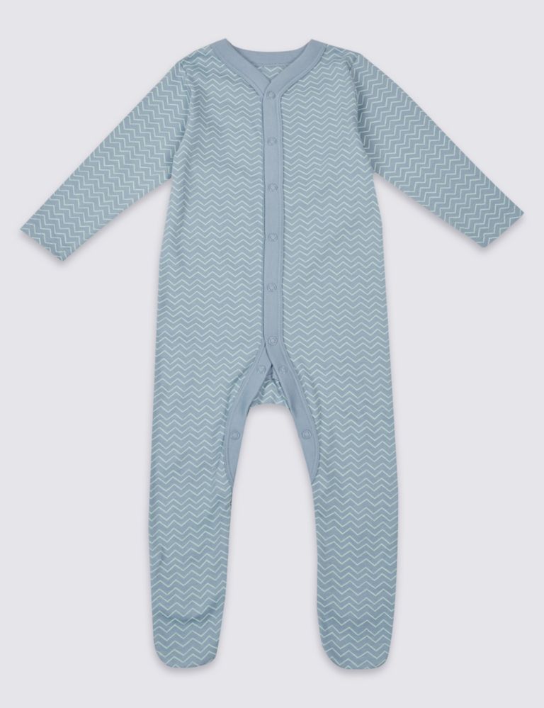 3 Pack Pure Cotton Sleepsuits 3 of 8