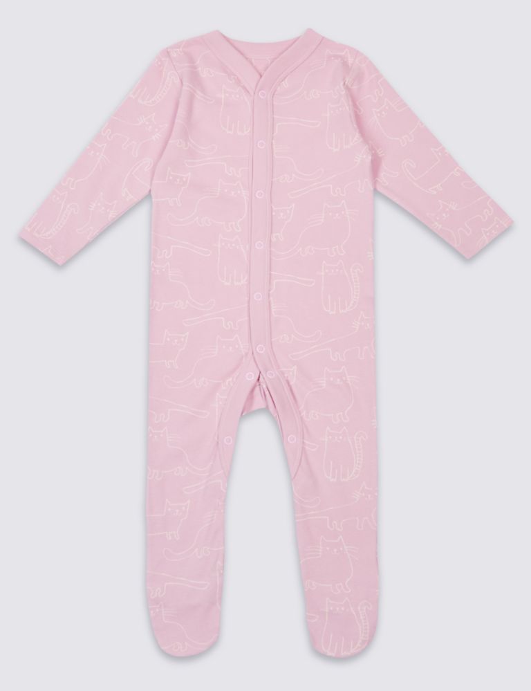 3 Pack Pure Cotton Sleepsuits 4 of 8