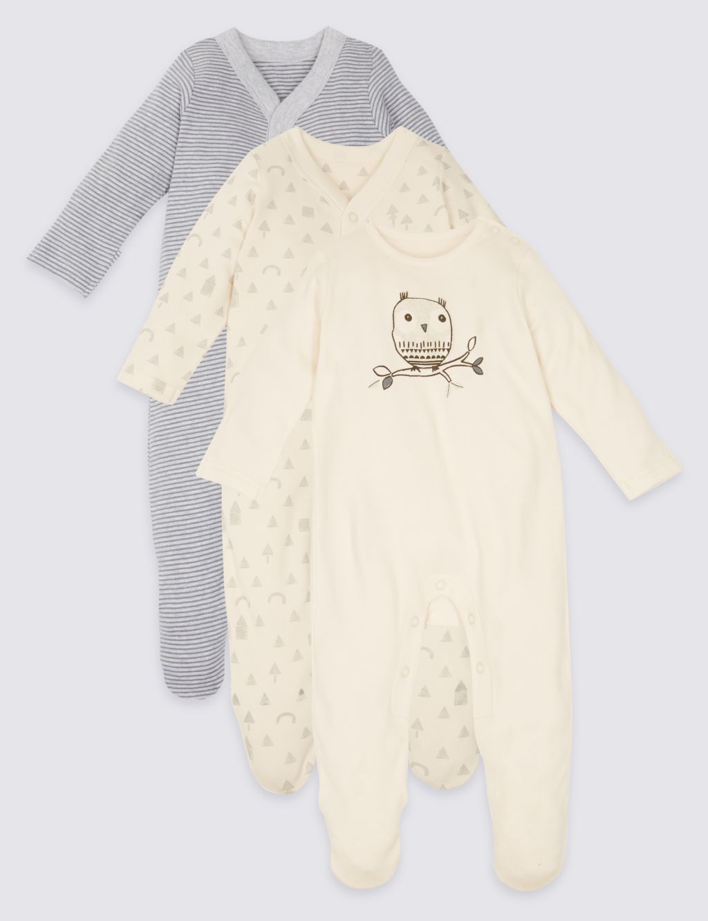 3 Pack Pure Cotton Sleepsuits 3 of 9