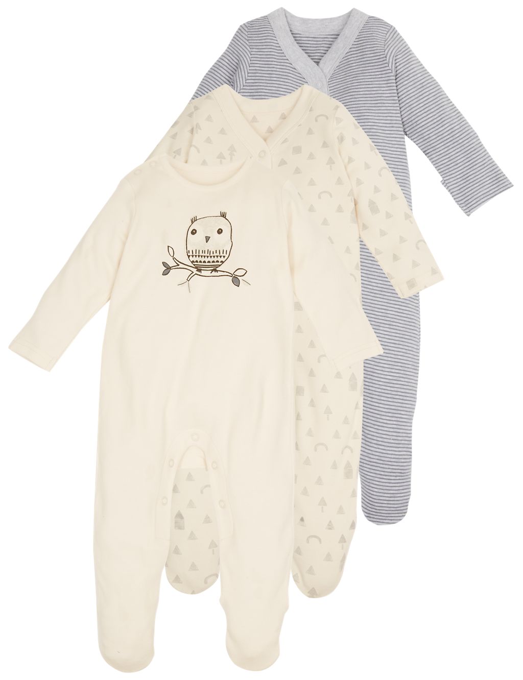 3 Pack Pure Cotton Sleepsuits 9 of 9