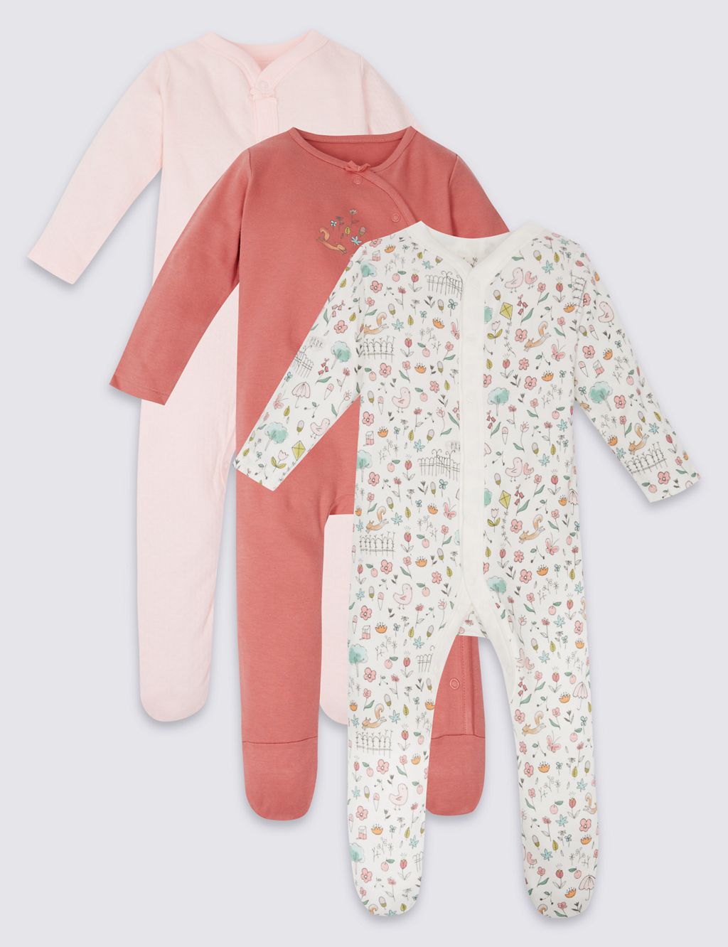 3 Pack Pure Cotton Sleepsuits 3 of 9