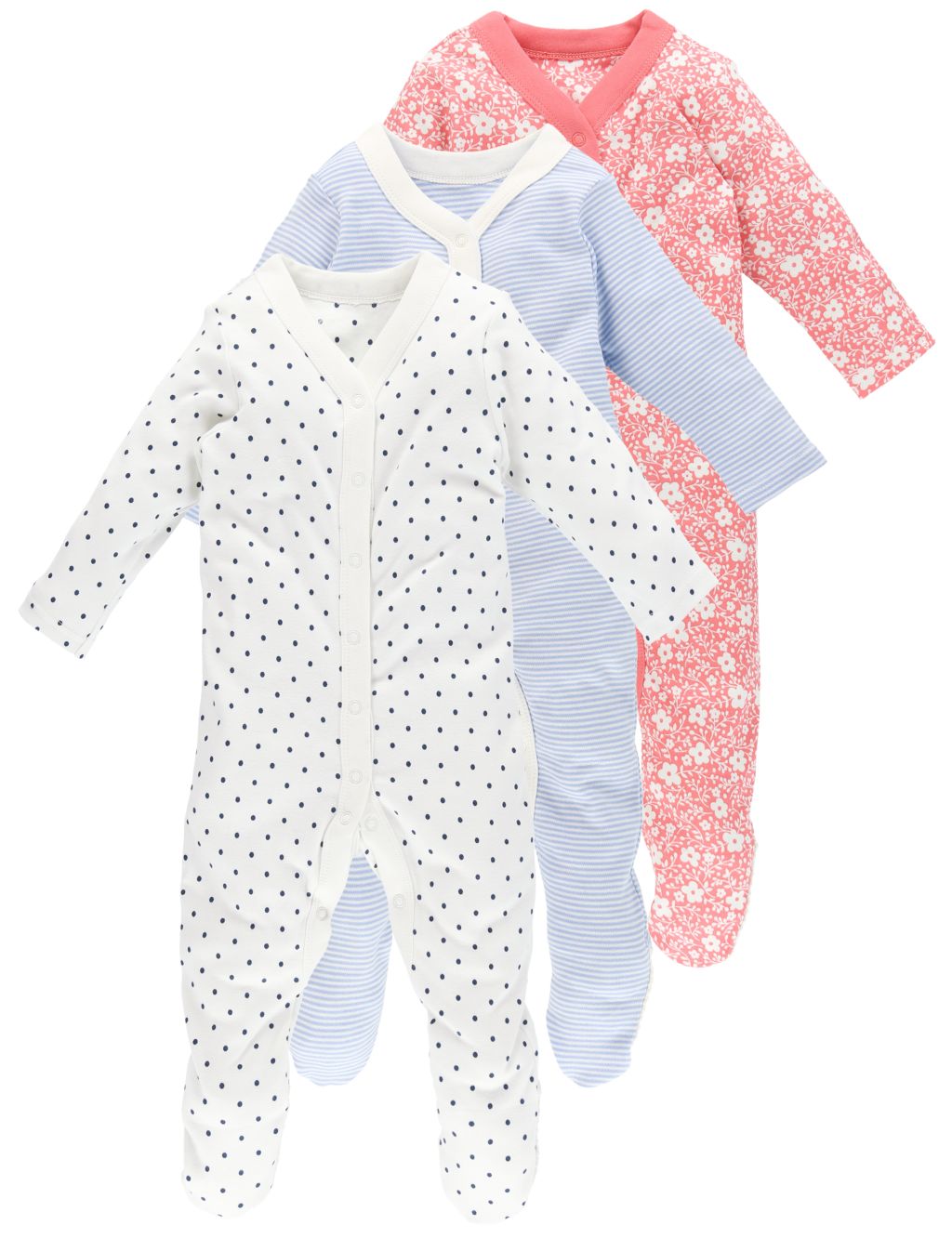 3 Pack Pure Cotton Sleepsuits 9 of 9