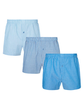 3 Pack Pure Cotton Striped Boxers Image 2 of 5