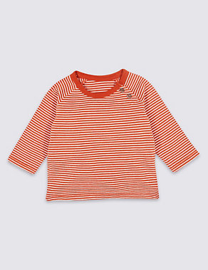 3 Pack Pure Cotton Striped T-Shirts Image 2 of 5