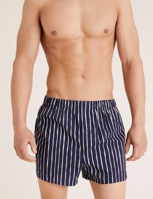 3 Pack Pure Cotton Striped Woven Boxers | M&S