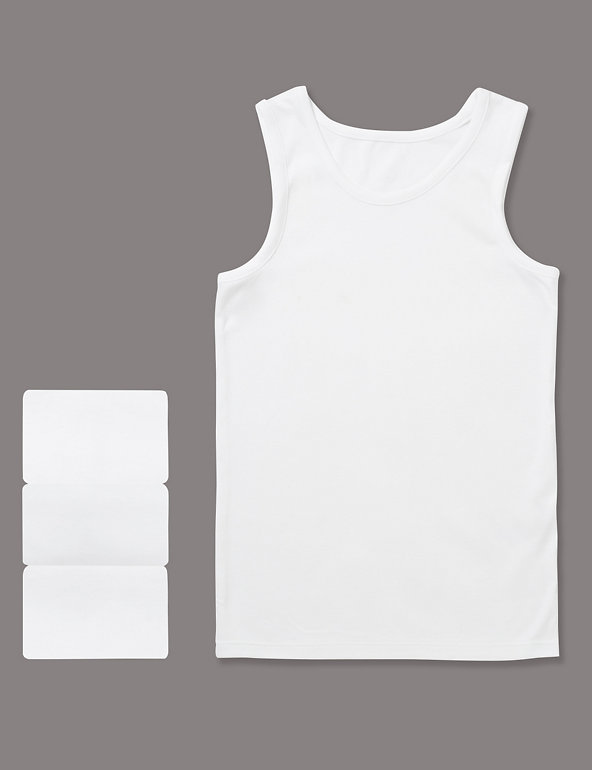 3 Pack Pure Cotton Superfine Vests (1-16 Years) Image 1 of 1