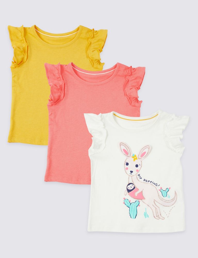 3 Pack Pure Cotton T-Shirts (3 Months - 7 Years) 1 of 7