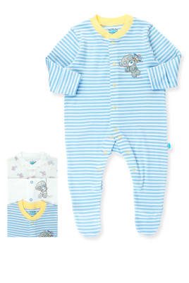 Blue & Grey Teddy Baby Boy Clothing Sleepsuits 2 Pack - Bumbles & Boo