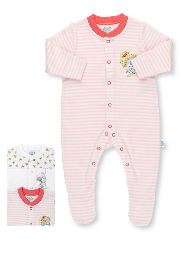 3 Pack Pure Cotton Tatty Teddy Floral Sleepsuits Image 1 of 2