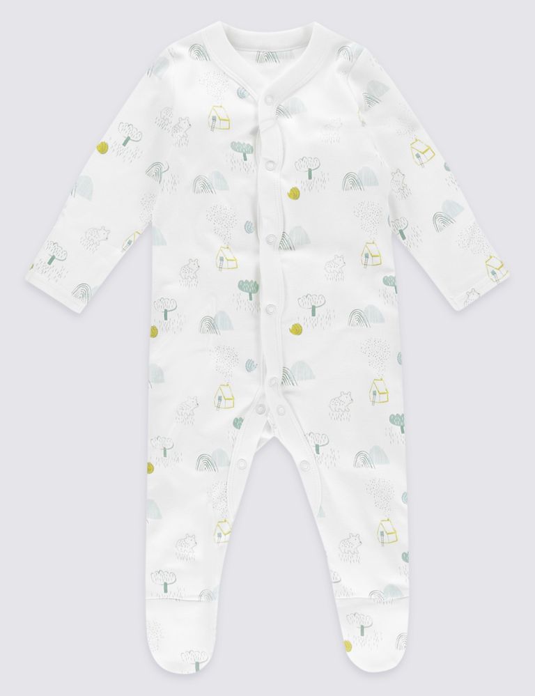 3 Pack Pure Cotton Unisex Assorted Sleepsuits 2 of 9