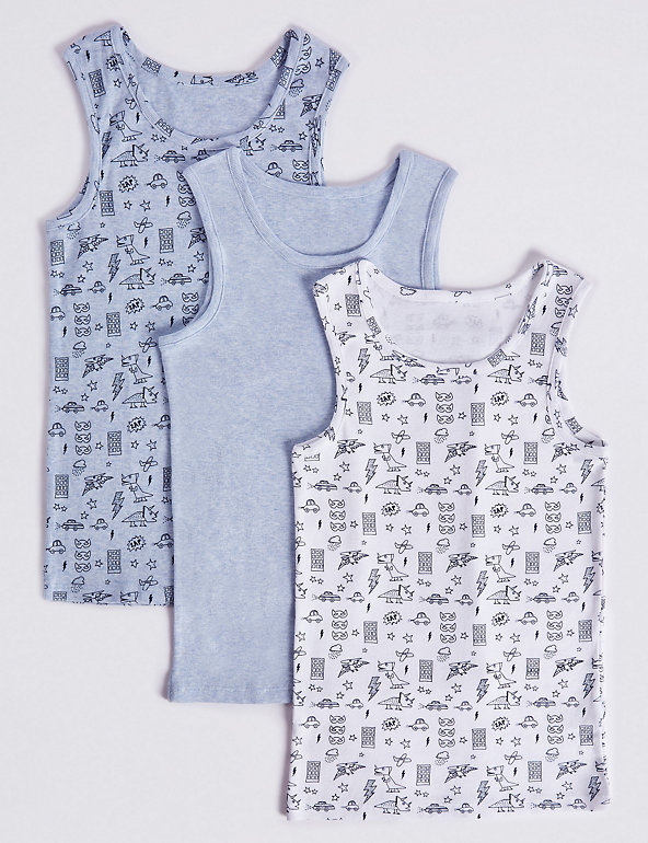 3 Pack Pure Cotton Vests (18 Months - 8 Years) Image 1 of 2