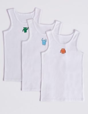 3 Pack Pure Cotton Vests (18 Months - 8 Years) Image 1 of 1