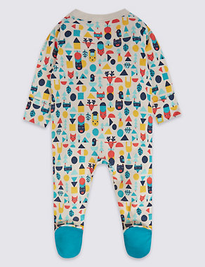 3 Pack Pure Cotton Wood Sleepsuit Image 2 of 7
