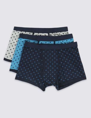 3 Pack Stretch Cotton Cool & Fresh™ Spotted Trunks with StayNEW™ Image 2 of 3
