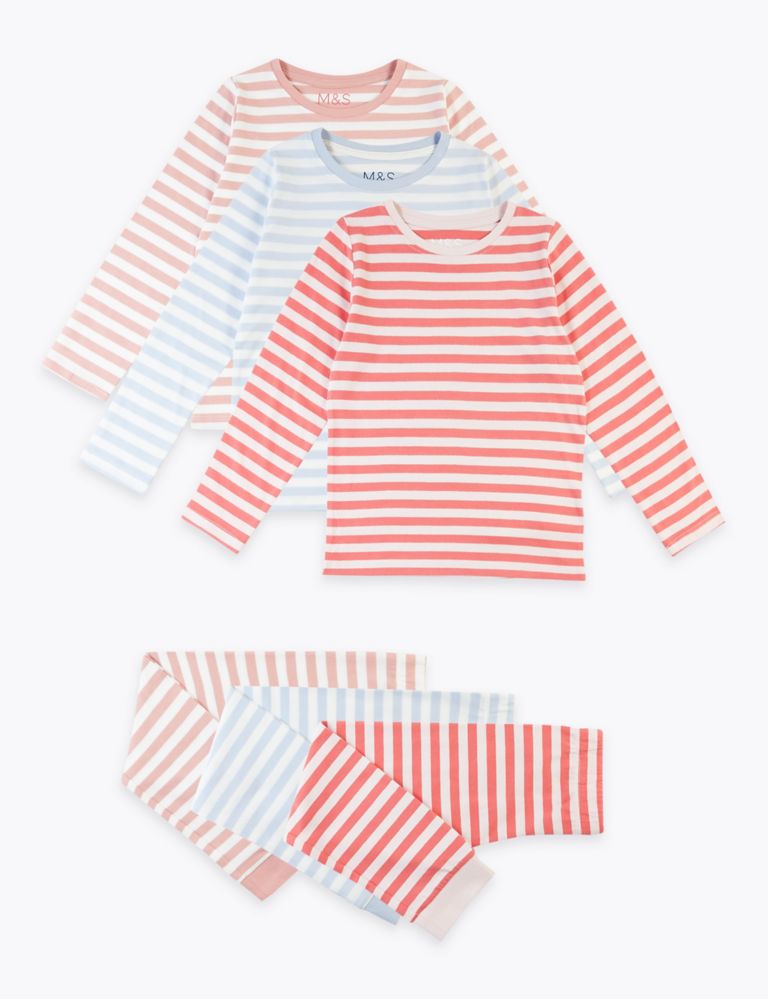 3 Pack Striped Pyjama Sets (1-7 Years) 1 of 6