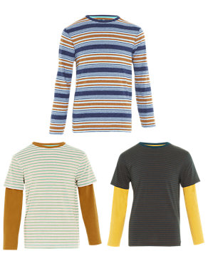 3 Pack Striped T-Shirts (5-14 Years) Image 2 of 6