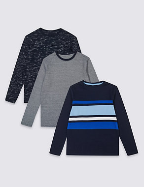 3 Pack Striped Tops (3-16 Years) Image 2 of 7
