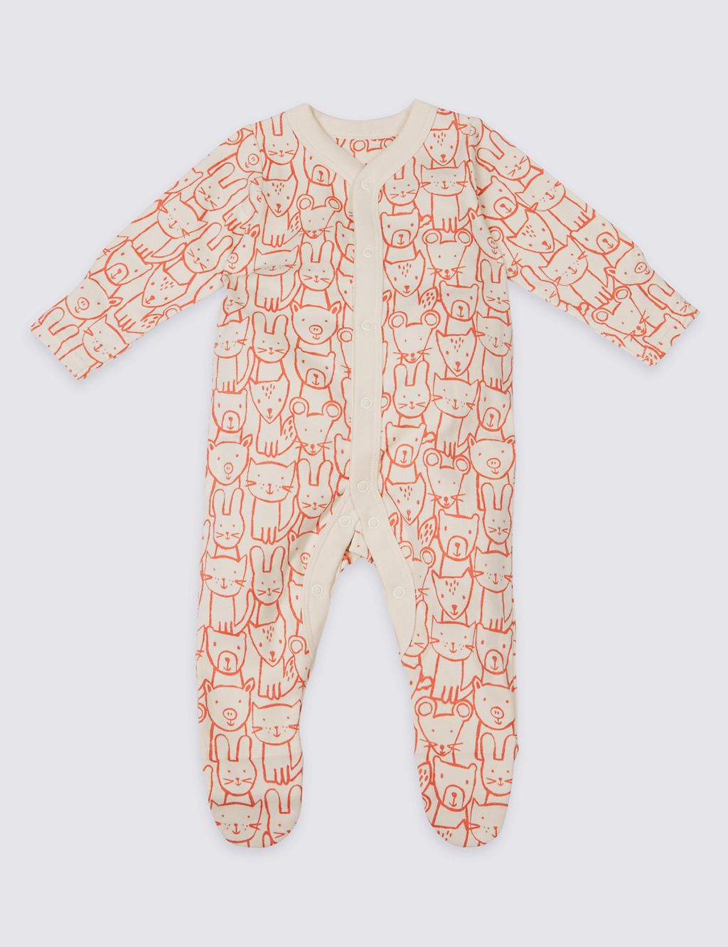 3 Pack Teddy & Friends Cotton Sleepsuits 2 of 9