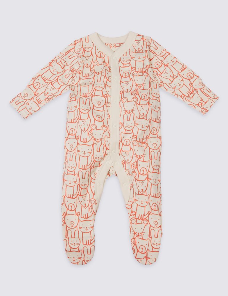 3 Pack Teddy & Friends Cotton Sleepsuits 3 of 9