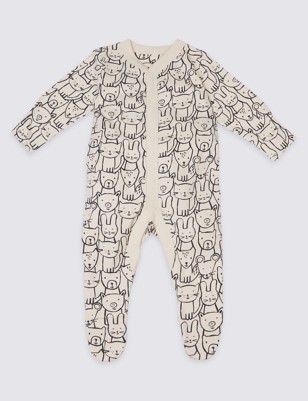 3 Pack Teddy & Friends Cotton Sleepsuits 7 of 9
