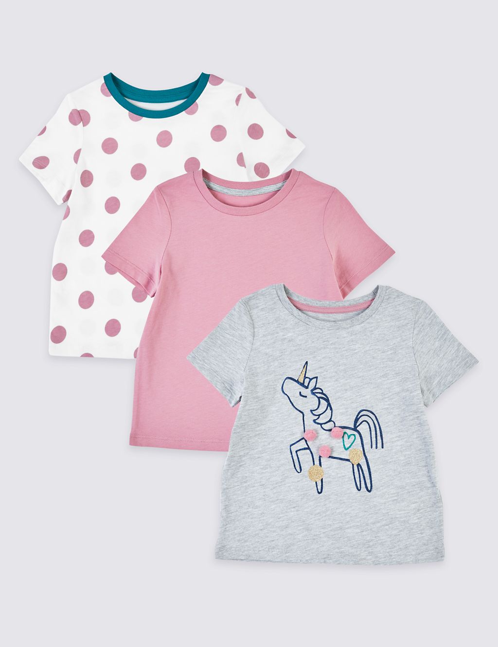 3 Pack Unicorn Print T-Shirts (3 Months - 7 Years) 3 of 5