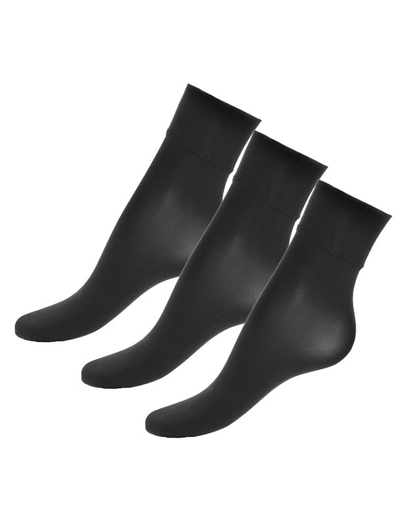 3 Pair Pack 40 Denier Silky Soft Ankle Highs Image 1 of 2