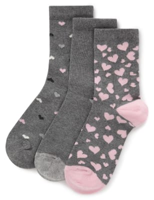 3 Pair Pack Pretty Heart Ankle Socks | M&S Collection | M&S