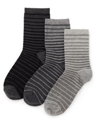 3 Pair Pack Varied Stripe Ankle Socks Image 1 of 1