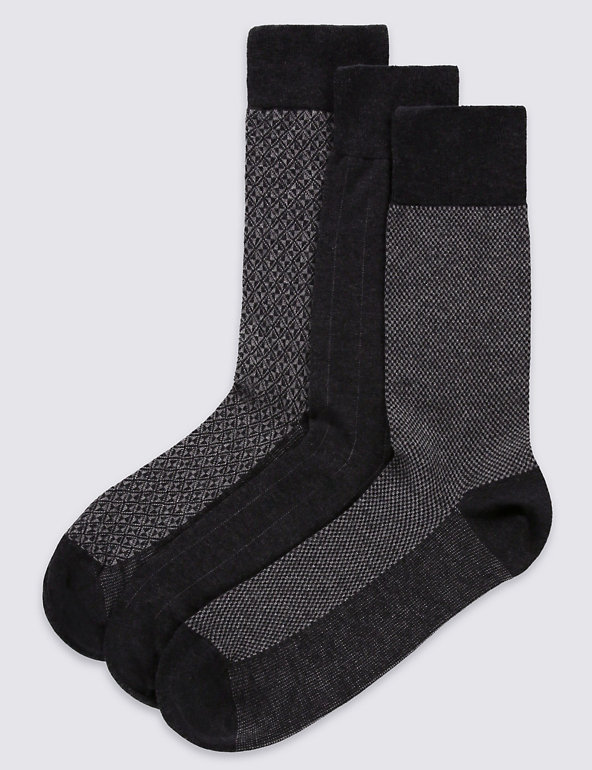 3 Pairs Of Luxury Cotton Socks Image 1 of 1