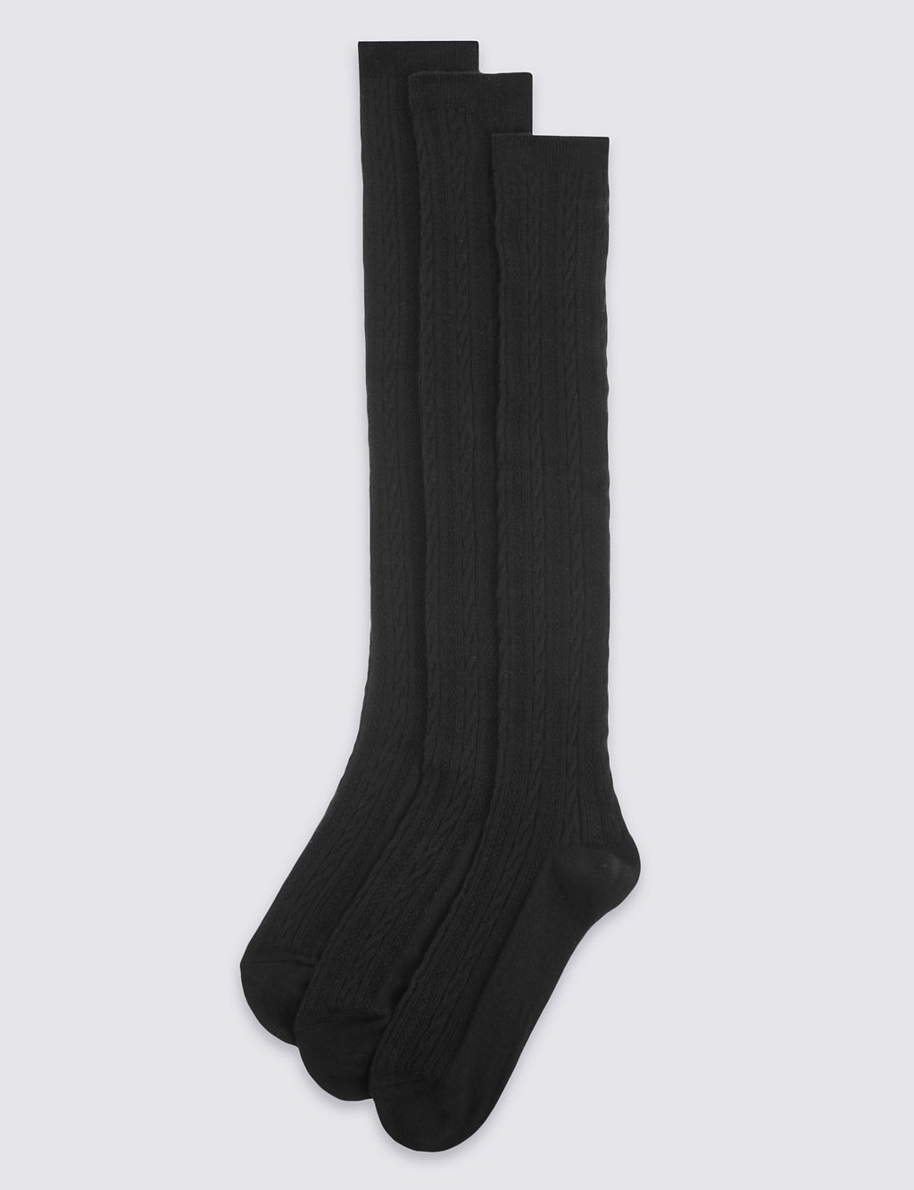 3 Pairs of Cable Knee High Socks (3-11 Years) 1 of 1