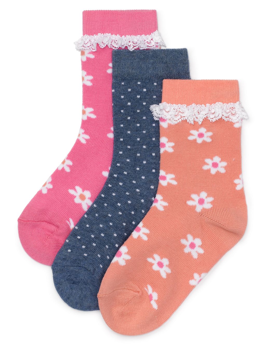 3 Pairs of Cotton Rich Assorted Socks (1-7 Years) 1 of 1