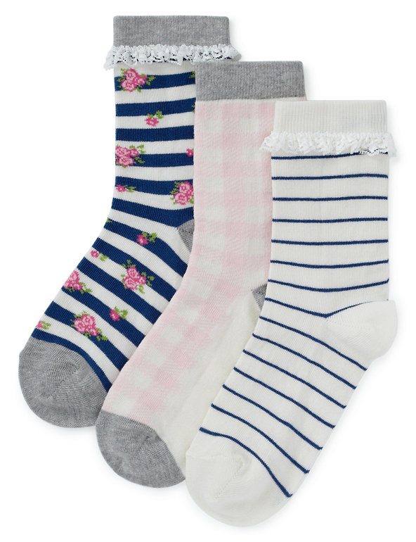 3 Pairs of Cotton Rich Assorted Socks (5-14 Years) Image 1 of 1