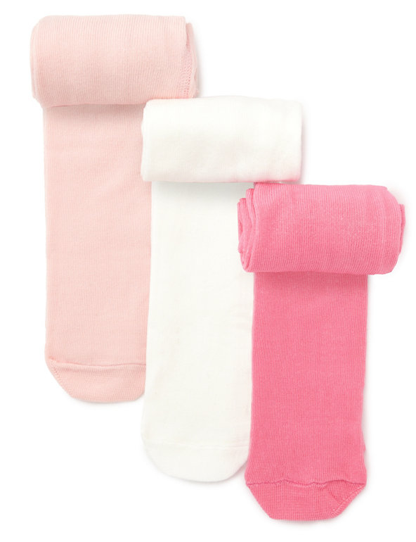 3 Pairs of Cotton Rich Baby Tights Image 1 of 1