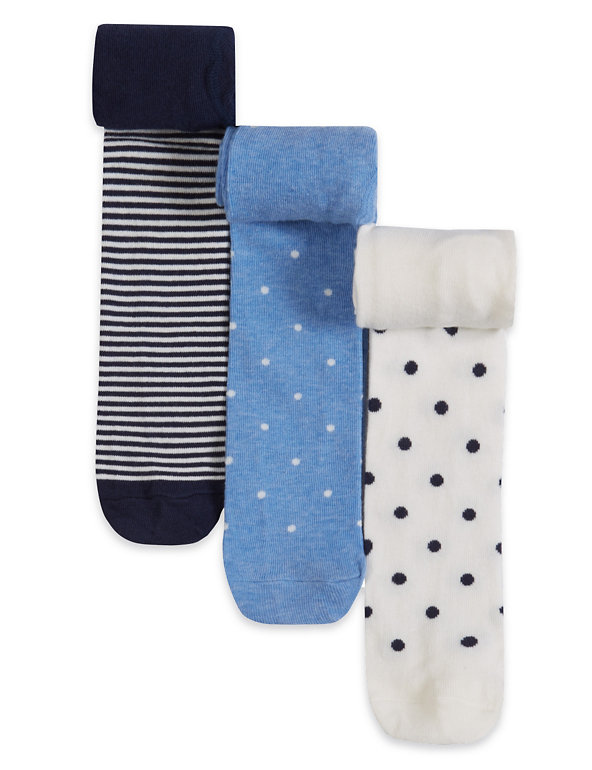 3 Pairs of Cotton Rich Stay Soft Assorted Socks Image 1 of 1
