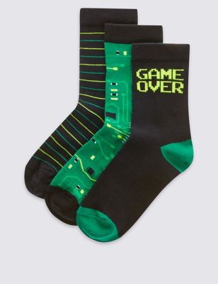 3 Pairs of Freshfeet™ Assorted Socks  (5-14 Years) Image 1 of 1
