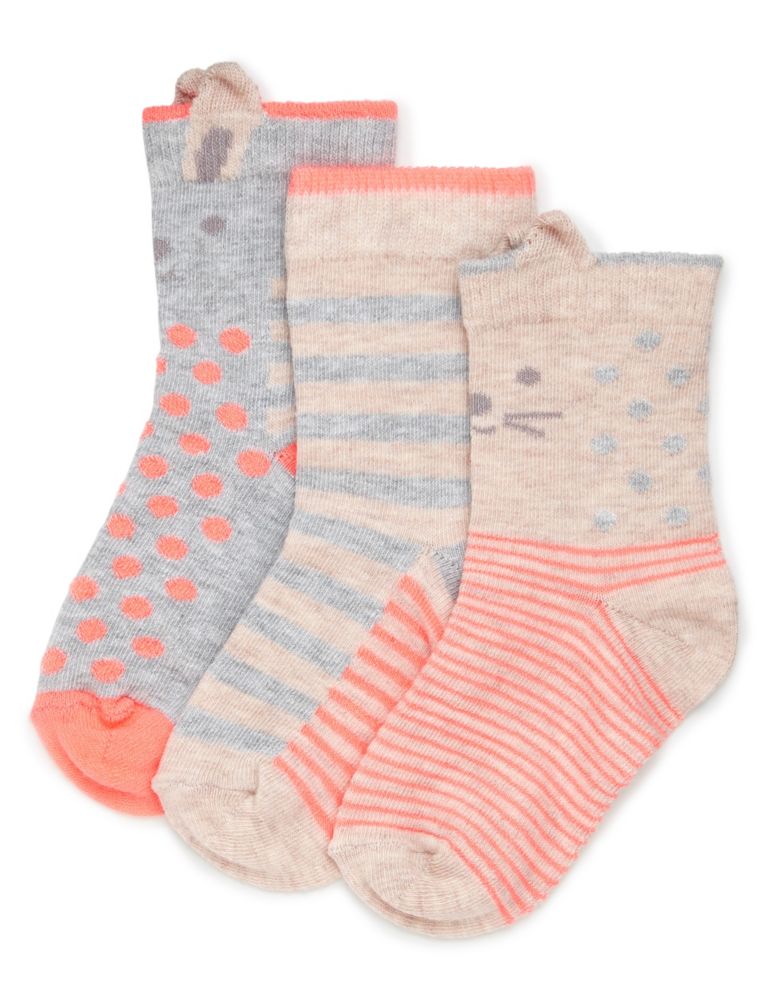 3 Pairs of Freshfeet™ Assorted Socks with Silver Technology (1-7 Years) 1 of 1