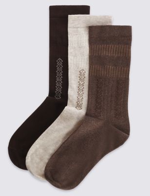 3 Pairs of Freshfeet™ Cotton Rich Socks Image 1 of 1