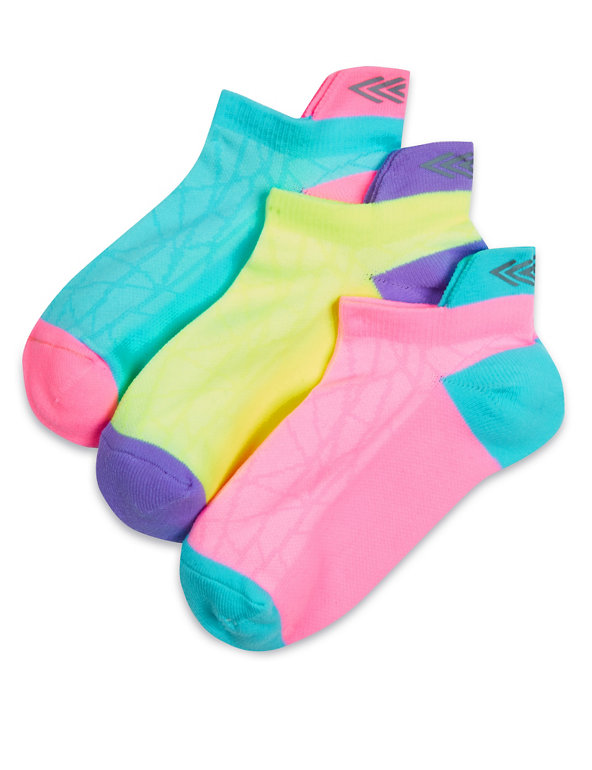 3 Pairs of Freshfeet™ Neon Trainer Liner™ Reflective Sports Socks  (5-14 Years) Image 1 of 1