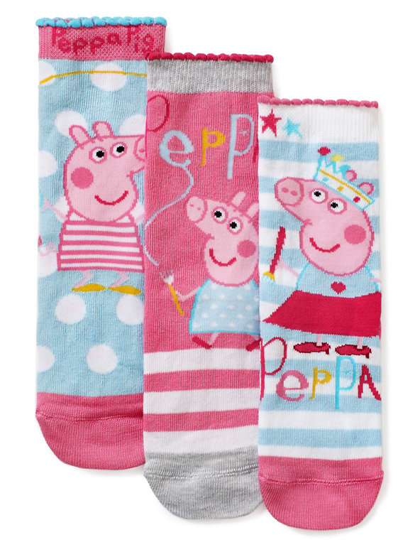 3 Pairs of Freshfeet™ Peppa Pig™ Socks with Silver Technology (1-7 Years) Image 1 of 1