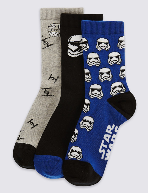 3 Pairs of Freshfeet™ Star Wars™ Socks  (1-7 Years) Image 1 of 1
