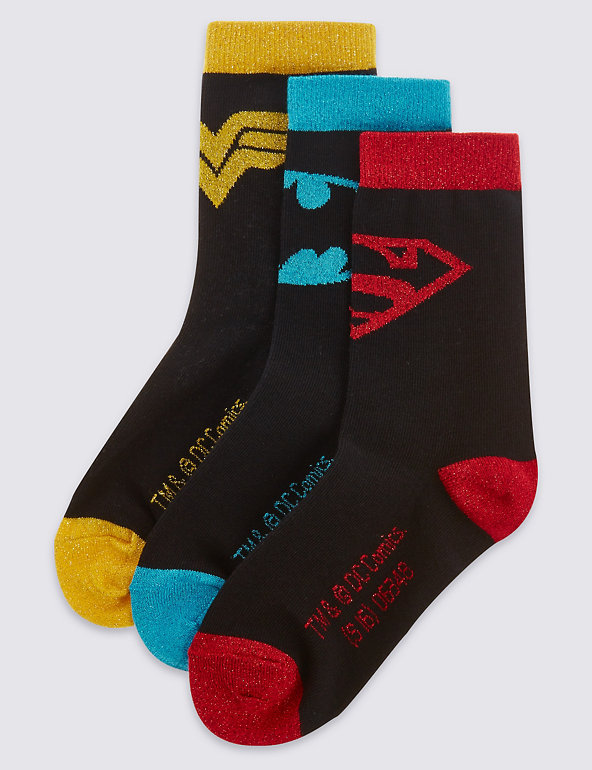 3 Pairs of Freshfeet™ Super Hero Socks  (5-14 Years) Image 1 of 1
