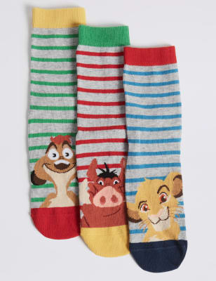 3 Pairs of Lion King™ Casual Socks M&S
