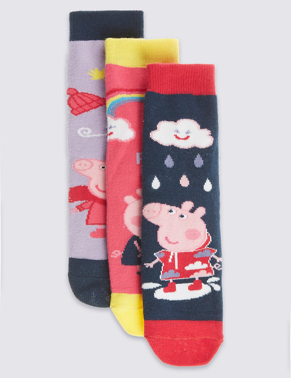 3 Pairs of Peppa Pig™ Freshfeet™ Cotton Rich Socks  (1-7 Years) Image 1 of 1