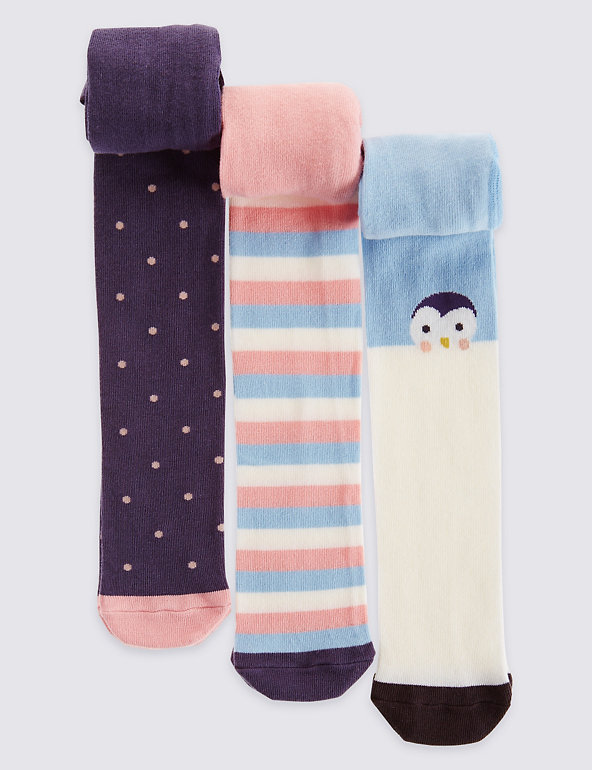 3 Pairs of StaySoft™ Penguin Tights (0-24 Months) Image 1 of 1