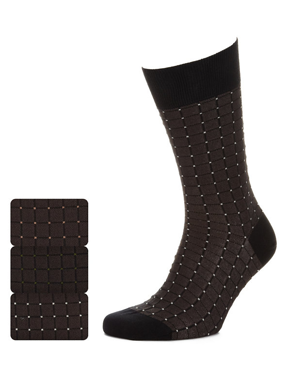 3 Pairs of Textured Block Socks Image 1 of 1