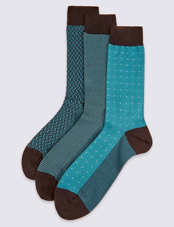 3 Pairs of Weave Design Socks Image 1 of 1