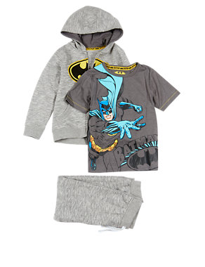 3 Piece Batman™ Hooded Top, T-Shirt & Bottoms Outfit (2-8 Years) Image 2 of 4